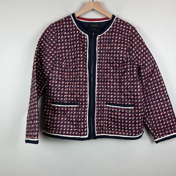 Talbots Jackets & Blazers - Talbots‎ Jacket Womens XL Red White Geometric Printed Full Zip Quilted Outdoor
